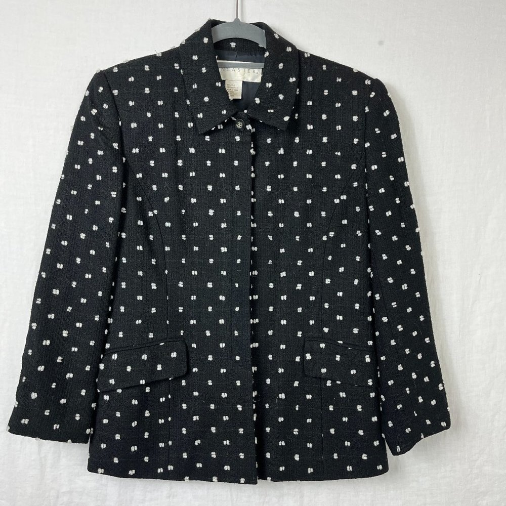 Don Caster Silk Polka Dot Jacket Womens 6 Professional Office Preppy Mature Boxy